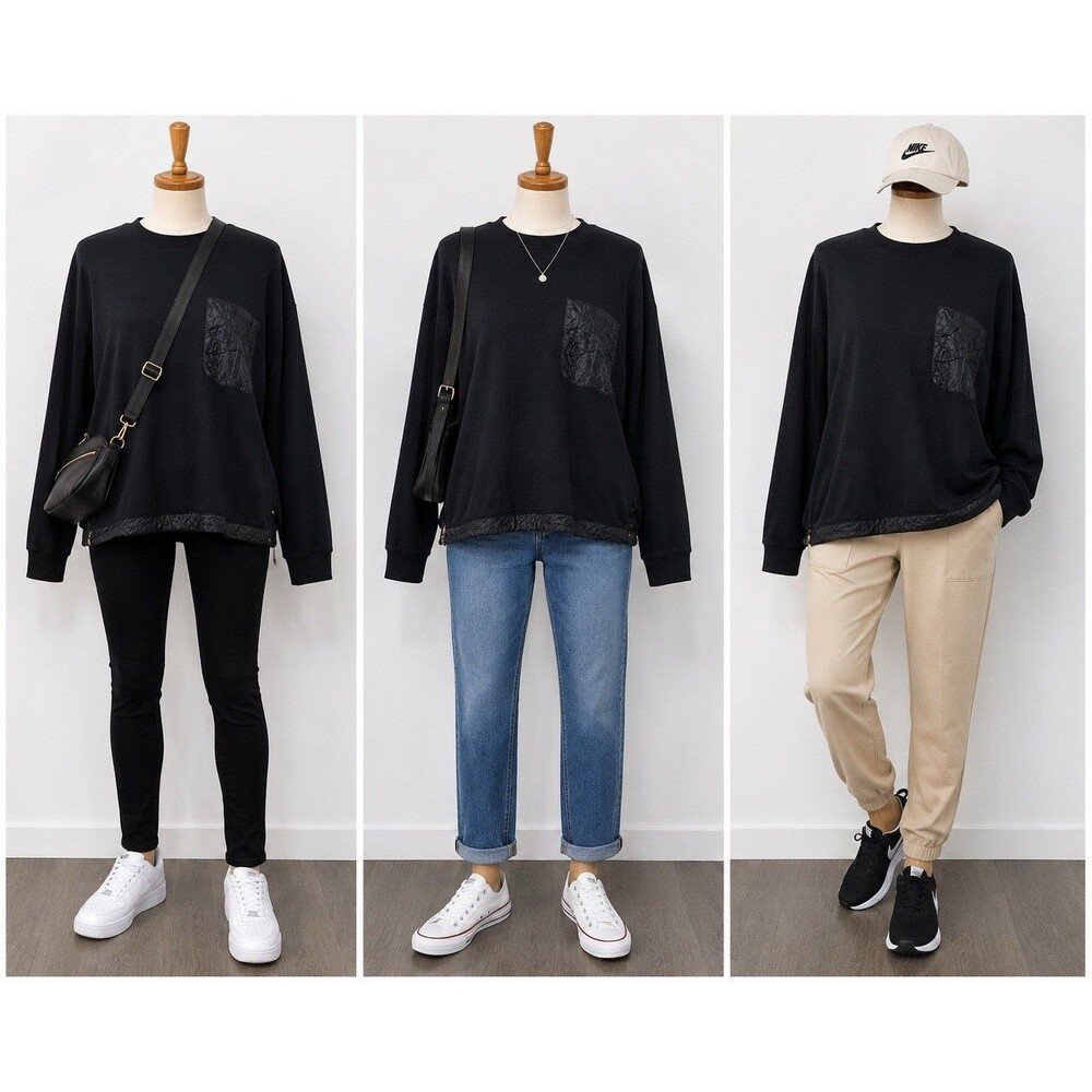 Sports Illustrated Women's  Sweatshirt Top Size XL Black Long Sleeves Pull On